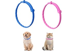 Anseom 2 Pack Dog Repellent Collars Puppy Natural Repellent Treatment Adjustable Repellent Collar for Small-Medium Dogs Cats Waterproof Reflective Dog Repellent Last for 8 Months (38cm)