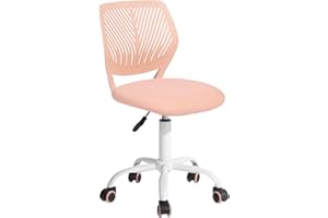 FurnitureR Silla de Escritorio, Moderno diseño Ajustable, para Ordenador, giratoria, sin reposabrazos, para habitación de los niños, Trabajo en casa, Oficina, Rosa melocotón, M