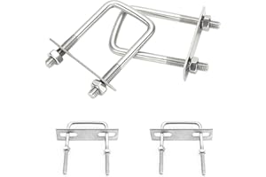 0XBIT Pernos en U Cuadrado, 4 Piezas Pernos U M6, Tornillos en Forma de U, Perno Cuadrado en U con Tuercas y Placa de Marco, Apto para Automóviles, Tuberías, Industria, 60 x 80mm