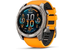Garmin fēnix® 8 – 51 mm, AMOLED, Sapphire, Premium Multisport GPS Smartwatch, Long-Lasting Battery Life, Dive-Rated, Built-in LED Flashlight, Titanium with Spark Orange/Graphite Band