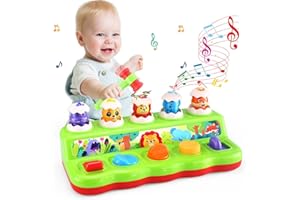 Yerloa Pop Up Toys for 1 Year Olds Boys Girls Kids Gifts, Montessori Baby Toys 9 12 18 Month Interactive Musical Light Hammer Toddler Cause and Effect Early Development & Activity Educational Learning