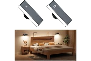 YiLaie Aplique de Pared Interior 2 Pcs, 4000mAh Lampara de Pared Magnetica con Carga USB, Control TáCtil, Luz de Lectura 360° Giratoria, Lamparas InaláMbricas, iluminacion sin Cables