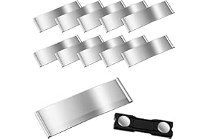 PHOTECT Eleganti Targhette Magnetiche in Alluminio Portanome con Doppio Magnete Badge Etichette Magnetici in Anodizzato Argento Moda Curvo con Fessura per Carta, Ca. 75 x 25 mm (10 Pezzi)