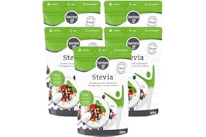 5 x borchers Dulzura dispersa cristalina de stevia, con eritritol, sin calorías, rebaudiósido A, alternativa de azúcar, edulcorante 300 g