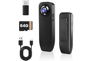 Bextgoo Body Camera 1080P HD with 64GB Memory Card, Mini Body Camera No WiFi Needed, Long Battery Life Wearable Body cam, Motion Detection Bodycam, Night Vision, Video Loop