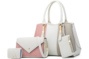 NICOLE & DORIS Borse Donna 4 Pezzi Set Borsa a Mano in Contrasto Colore Crossbody Bag Borsa a Tracolla Moda Borse a Spalla Elegant Borsetta Porta Carte Portafoglio