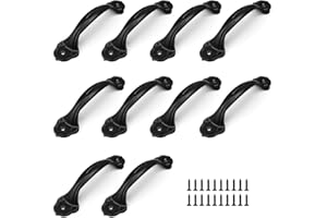 TIANLIN Black Handles, 10 Pieces Wardrobe Handles, Cupboard Door Handles, Kitchen Handles, Flower Shape (Black, Stainless Steel), Suitable for Wardrobe, Cabinet, All Kinds of Doors