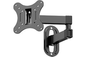 JXMTSPW Full Motion TV Wall Bracket for Most 14-27 Inch LED LCD Flat and Curved TVs up to 10kg, Sturdy TV Wall Mount with Tilt Swivel Extension, Max VESA 100x100mm Monitor Mount