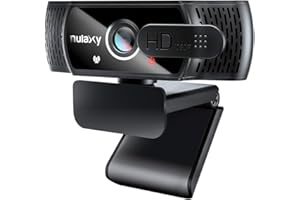 Nulaxy C900 Webcam 1080P avec Micro Stéréo, Webcam pour PC avec Capuchon D'objectif, Caméra Web pour Conférence Vidéo, Cours en Ligne, Plug & Play, Compatible avec Skype, Zoom, Facetime