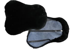 HARRY'S HORSE Merino Lammfell Sattelsitzbezug Sattelbezug englisch aus 100% Merinowolle für 16-18 Zoll Sättel schwarz