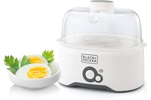 BLACK+DECKER Egg Cooker with 7 Egg Capacity, 280W, Egg Poaching Pans, Transparent Cover, Dry Boil Protection for Easy Breakfast Prep, EG200-B5