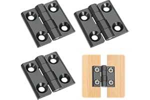 ORMROMRA 3 metalowe zawiasy składane, 40 mm × 40 mm, zawiasy łączące, czarne, ze stopu cynku, zdejmowany zawias do drzwi, szafy, okna