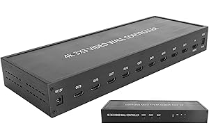 Goshyda Controller Video Wall 3x3, Processore Immagine Schermo 4K 9 HDMI, Processore Switcher Matrice 3840x2160P Splitter Splicer HD, per Display di Giunzione 9 TV 110-240V(Nero)