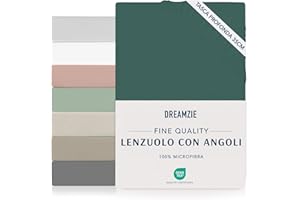 Dreamzie Lenzuolo con Angoli Singolo 80x200 cm - Angoli da 35 cm per Materassi Spessi - 100% Microfibra - Verde Petrolio, Certificato Senza Prodotti Chimici (Oeko-Tex)