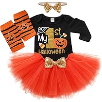 Tenue Halloween Bébé Fille – Grenouillère Manches Courtes + Jupe Tutu – Taille 0-24 Mois – Coton Doux – Pour Photos Et Fêtes