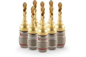 Nakamichi FanLock Excel Series 24K guldpläterad BFA bananplugg Högtalarkontakter 10 AWG - 18 AWG Mått 4 mm för Högtalarkabel