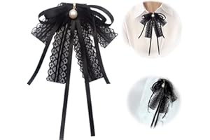 Hoshisea Perle Bogen Brosche Pin, Frauen Elegante Fliege, Damen Vorgebundene Fliege, Benutzt für Abschluss Fliege, Damen Arbeitskrawatte, Kleid Fliege (Schwarz)