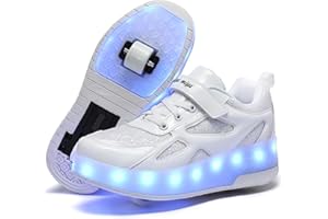 ROLLTONGOZ Scarpe Ragazza da Ragazzo con Ruote, Scarpe con luci,2 in 1 per Bambini, con rotelle, per Skateboard, Sneakers