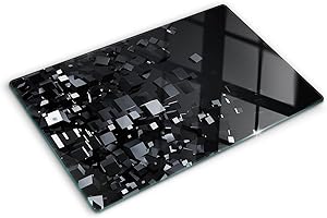 TULUP Tagliere in Vetro Temperato 80x52 cm Durevole e Igienico Antigraffio Facile da Pulire con Piedini Antiscivolo Rettangolare Resistente al Calore da Cucina con Stampe - 3D