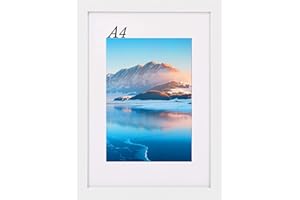 DTXDTECH A4 Frame, 21x30 cm Wooden A4 Photo Frames, A4 Picture Frames with Mount, White Picture Frames for A4 Print, Certificate Frame for Wall Mount, For Table Decoration