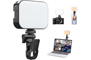 PICTRON ULANZI VL100X LED Selfie Light with Clip, Bi-Color LED Video Light Dimmable 2500-6500K with 2000 mAh Battery, CRI 95+, 3 Light Modes, Rechargeable Portable Clip on Light for Phone/Tablet/Laptop