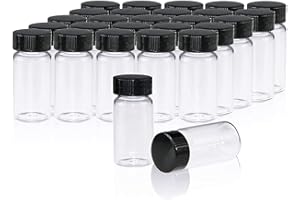 ALWSCI 20 ml Fiale del Campione 20pcs Flaconcini in Vetro Trasparente, Fiala per Campioni Liquidi con Tappi a Vite, Contenitori del Campione della Fodera del PE Fiala del Laboratorio