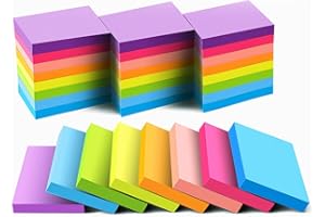 Wowivy (24 Pack) Mini Sticky Notes 1.5x2 in (38X50mm), 8 Bright Colors Sticky Pads, Recyclable, Self-Stick Pads, Easy to for Home, Office, Notebook, Strong Adhesive, 75 Sheets/pad, 1800 Sheets