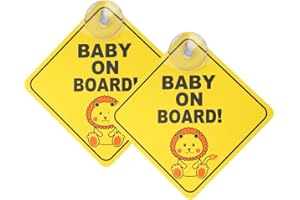 kuou 2 pcs Baby on Board Car Warning, Baby on Board Sticker Sign for Car Warning with Suction Cups