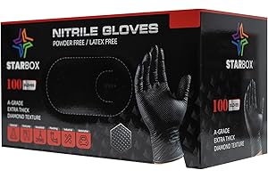 STAR BOX - Gants Jetables Grip Antidérapant - Pack 100 pcs, Idéal Mécaniciens, Bricolage, Artisans Industriels - Adhérence, Protection Maximale, Confort Sécurité Professionnelle Taille XL