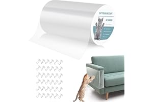 Pidsen Protezione Graffi Gatto, 15x300cm Pellicola AntiGraffio Gatto Autoadesive Trasparente PVC, Protezione per Divani e Vari Mobili Nastro Adesivo Anti-Graffio Protector con Viti per Gatti Divano
