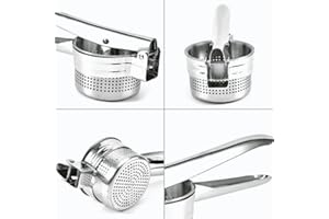 Presse-purée en acier inoxydable pour purée de fruits et légumes,Idéal pour purée de pommes de terre, poissons, rosti,Bol de 9 cm de diamètre,Longueur du manche : 26.5 cm