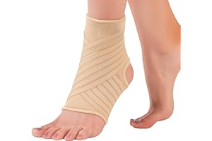 Actesso Cavigliera Elasticizzata Cinghia – Supporto per Caviglie Deboli, Slogature e Lesioni Sportive. Ideale per Uomini e Donne e per il Piede Destro o Sinistro (S, Beige)