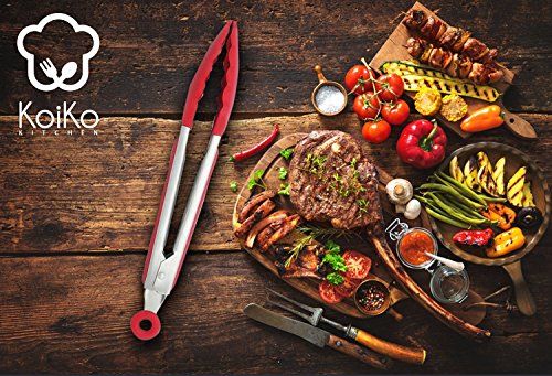 KoiKo – Küchenzangen / Grillzangen Set || 2 Qualitativ Hochwertige BBQ Zangen aus Rostfreiem Edelstahl und Hitzebeständigem Silikon || 30,5 cm und 23 cm Länge || Perfekt zum Outdoor und Indoor Grillen - 2
