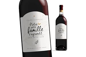 Manahia Etiquette bouteille annonce naissance - Notre petite famille s'agrandit - bébé est en route - étiquette vin annonce naissance - grossesse - bébé arrive - faire-part (1 unité)