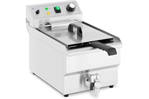 Royal Catering RCPSF 9ETH Friteuse Électrique Professionnelle Semi-Professionnelle Avec Robinet De Vidange 9 Litres Monophasé (3 000 W, 50-190 °C, 230 V)
