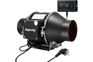 Aygrochy 100 mm Intelligent Extracteur d'Air 363 m³/h avec régulateur de température et d'humidité, ventilateur d'extraction pour VMC Salle de Bain, booster, tentes de culture, ventilation Bureau