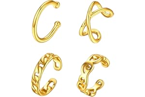 ChicSilver S925 Sterling Silver Ear Cuff Helix Cartilage Clip on Earrings Non Piercing Earrings Set for Women Fits Sensitive Ears (with Gift Box)