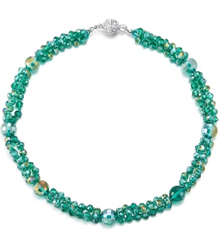 Taddart Minerals Collana Amazzonite Naturale 45 Cm – Pepite Verdi Fatte A Mano Con Chiusura Ottone – Pietra Curativa Per Relax E Sonno