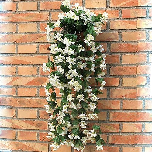 1 Bunch of Artificial Violet Hanging Garland Vine Flower Trailing Bracket Plant(white)