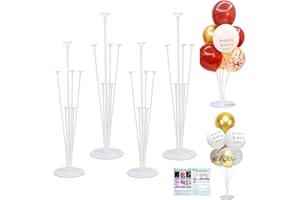FENXYO (4 Sets) Ballonständer Kit, Ballonständer mit Sockel für Tisch Boden Tafelaufsätze, wiederverwendbare Ballons Halter für Geburtstag Hochzeit Festival Jahrestag Weihnachten Party Dekoration Supplies