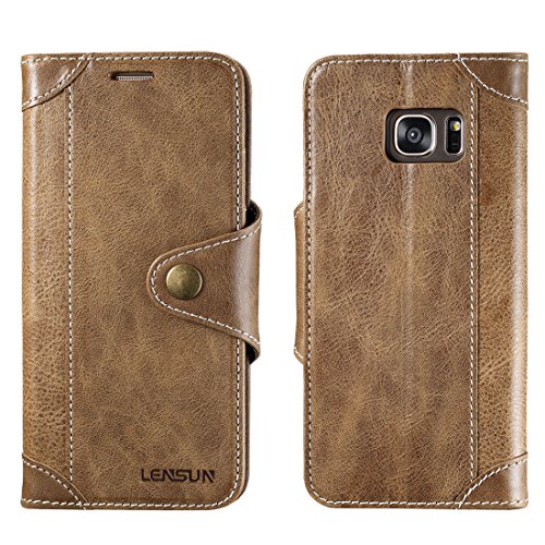 Funda Galaxy S7 Edge Lensun Funda de Cuero Genuino para Samsung Galaxy S7 Edge 5 5 con Cartera para Tarjetas y Cierre Magnetico - Caf S7E-GT-CE reviews Funda Galaxy S7 Edge Lensun Funda de Cuero Genuino para Samsung Galaxy S7 Edge 5 5 con Cartera para Tarjetas y Cierre Magnetico - Caf S7E-GT-CE