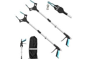 ANANOR 2 sztuki 86 cm składany chwytak dla seniorów, ulepszona szeroka szczęka z obrotową głowicą 360° i 2 torby do przechowywania, magnetycznym chwytak do śmieci, Narzędzia do przedłużania ramion
