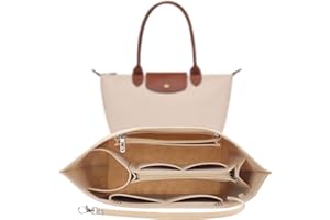 ZOLGINAH Organizer da Borsa Donna per Borsa Longchamp Le Pliage, Feltro Organizzatore Borsa Leggero, con Scomparto Estraibile, Portachiavi (Beige, M)