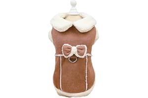 XILENY Cappottino Cane Taglia Piccola Vestiti per Cani Giacca Cappotto per cani di piccola taglia in finta pelle scamosciata caldo per la stagione fredda con fiocco