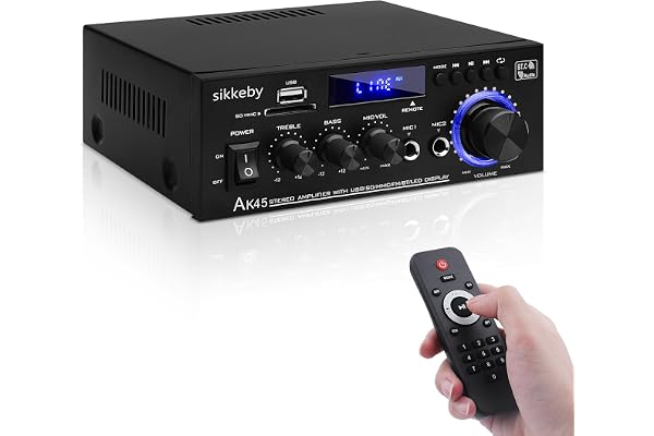 HIFI-Amplificateur,600W Mini récepteur amplificateur audio stéréo Bluetooth,AK45 2-canaux numérique amplificateur audio 12V/220v avec Radio FM,entrée de carte SD/USB pour la maison ou la voiture