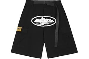 DUFAMQI Callejera Inspirada en lo Vintage Corteiz Bolsillos de Calle Shorts, Pantalones Cortos de Estilo Hip Hop Cortez para Hombres, Pantalones de Carga Retro con Múltiples Bolsillos