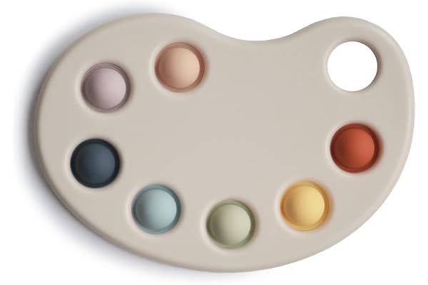 Mushie Jouet Presse Palette de Peinture pour Bébé | Aide à la Motricité | Plastique 100% Non Toxique, sans BPA | Accessoires pour Jeunes Enfants | Durable & Haute Qualité | Multicolor