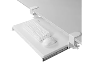 VIVO Mała taca na klawiaturę, wysuwana pod biurko z bardzo stabilnym systemem mocowania zaciskowego C, 20 (26 z zaciskami) x wysuwana szuflada na platformę komputerową 28 cm, biała, MOUNT-KB05ES-W