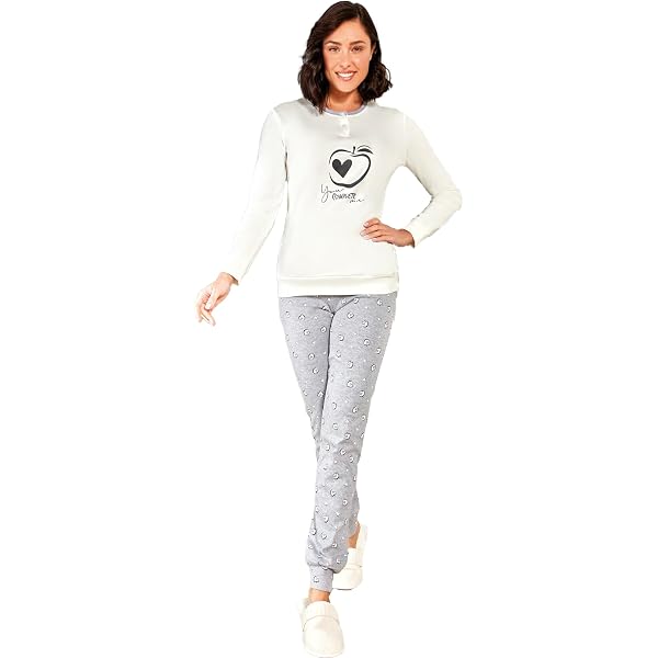 Infiore Pigiama lungo donna in cotone interlock con taschino - acqua