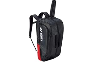 YONEX BA02312EX Expert Badminton/Tennis/Squash Leather Bag Backpack, 3 Racket Capacity, with Shoe Compartment.